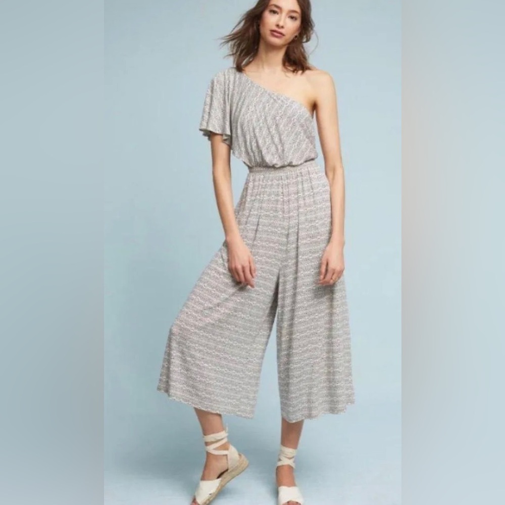 NWOT Anthropologie Maeve Jamie One Shoulder Wide Leg Jumpsuit